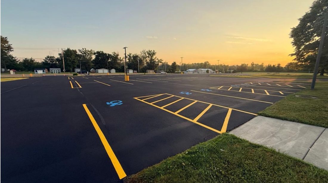 New parking lot with striping complete