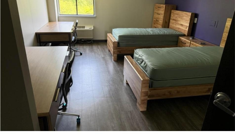 Finished model patient room with two beds